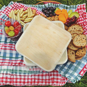 Assiettes carrées jetables en bambou et feuille de palmier de 4 pouces Pack de 25 pièces compostables et biodégradables pour les mariages et les fêtes - Product Image 2