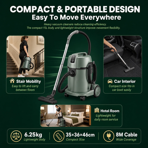 Aspiradora de Alfombras de 15L, Aspiradora en Seco y Húmedo, Silenciosa, de Uso Comercial y Doméstico, para Limpieza de Interiores de Hoteles, Oficinas y Automóviles - Product Image 3