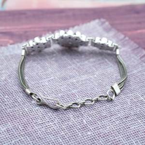 Handmade 925 Sterling <b>Silver</b> Fine Charm <b>Bracelet</b> with Natural Cubic Zirconia Gemstone Unique Gift for <b>Girls</b> and Women - Product Image 4