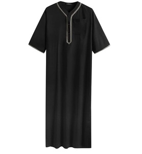 Thobe jubba สไตล์อาหรับผู้ชายมุสลิม Kaftan jubbah ลำลองแขนยาวใส่สบาย - Product Image 2