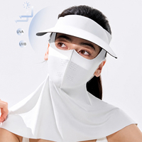 Masque facial rafraîchissant en fil original de qualité supérieure, protection solaire intégrale avec couvre-cou, tissu antibactérien léger