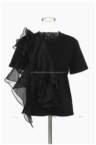 High Quality Wholesale Unique Summer Streetwear Fashion Sexy Casual Blouse <b>Patchwork</b> Lace Hole Button Print Crop <b>Tops</b> T-Shirt - Product Image 5