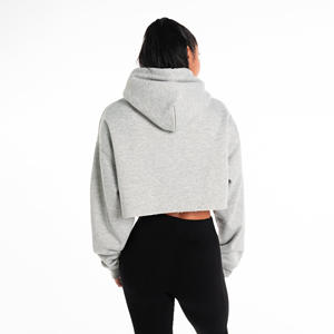 Sudadera con capucha casual para mujer, de diseño desgastado, con hombros caídos, forro polar tejido, logotipo deportivo frontal, para invierno - Product Image 5