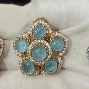 Ensemble de chaînes à maillons de style Polki plaqué or en laiton Bijoux fantaisie Collier artificiel - Product Image 1