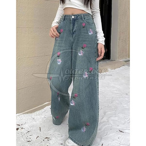 Nouveau pantalon large décontracté droit à jambes larges jeunesse mode décontracté femmes pantalon à jambes larges à vendre personnalisé - Product Image 2