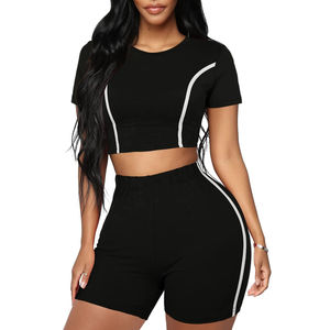 2024 personalizado sólido gimnasio 2 piezas Yoga conjuntos cortos 2 uds acanalado sin costuras Yoga conjunto Sexy ropa deportiva mujeres Yoga conjuntos cortos - Product Image 1