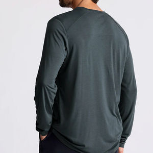 Impression de logo personnalisé de haute qualité pour hommes séchage rapide respirant léger couleur unie à manches longues pour hommes t-shirts - Product Image 4