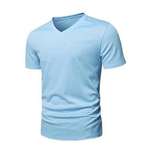 T-shirts pour hommes en coton 100% polyester, col en V, haute qualité, personnalisables, manches courtes, tee-shirts personnalisés, couleur personnalisée, vêtements décontractés pour la salle de sport et le fitness - Product Image 5