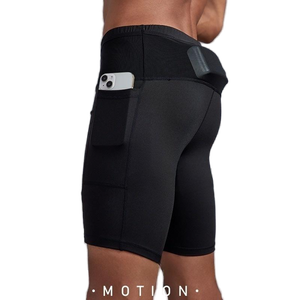 Shorts de bain pour hommes, solides, avec poches de compression, taille haute, fermeture à cordon, respirants, séchage rapide, logo personnalisé, athlétiques, pour la salle de sport - Product Image 2