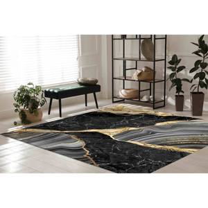 Alfombra de Mármol Negra y Dorada: Alfombra Moderna Antideslizante, Alfombra Delgada No Tejida - Product Image 4