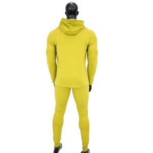 Chándal de poliéster de dos piezas con diseño de chaqueta con cremallera con capucha Patrón sólido y paneles de contraste - Product Image 3