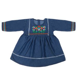 ชุดเดรสยีนส์ปักลายสำหรับเด็กผู้หญิง - สีฟ้า - Product Image 3