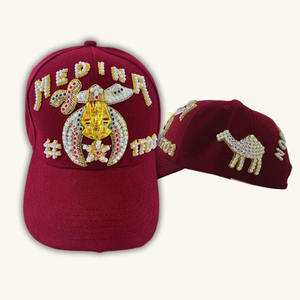 Gorro Masónico Shriner Color Granate Hecho a Mano con Emblema de Estrella, Pedrería y Hilo Metálico, Sombrero Fez OES Bordado a Mano y de Alta Calidad - Product Image 1