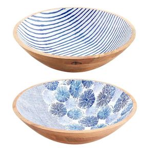 Premium Handcrafted Black Floral Pattern <b>Mango</b> <b>Wood</b> Fruit <b>Bowl</b> New Enamel Printed Home Parties Minimal Serving Decor Salad <b>Bowl</b> - Product Image 2