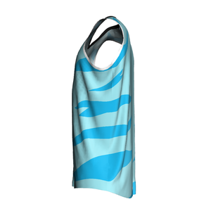 Camiseta de Baloncesto Sublimada Personalizada para Hombre, sin Mangas, Cuello en V, Azul Claro, Patrón Transpirable, Ropa Deportiva de Poliéster, Talla Regular para Adulto - Product Image 3