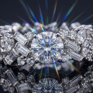 Elegant Double Row <b>CZ</b> Eternity Band White Gold Plated Alloy Base Wide Prong Set Statement <b>Ring</b> Full 360eternity Coverage - Product Image 3
