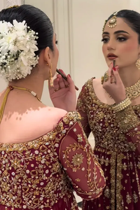 Lehenga Choli Anarkali en acrylique brodé lourd, style pakistanais de luxe, pour femme, tenue de soirée, look mariée, pour toutes les saisons - Product Image 4