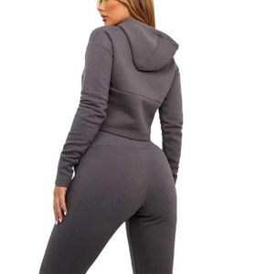 OEM Personnalisé Haute Qualité Femme Hiver 2 Pièces Ensemble Imprimé Crop Top Pantalon de Survêtement à Capuche; Survêtement Femme Jogging Vierge - Product Image 2