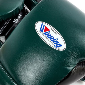 Gants d'entraînement en dentelle noir vert foncé Winning Boxing en cuir de qualité supérieure - Product Image 6
