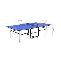 Table de tennis de table mobile avec plateau en MDF de 274 cm, table de ping-pong standard avec filet télescopique, filet de 12 mm d'épaisseur, personnalisable en usine