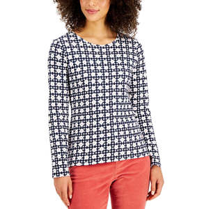 เสื้อเชิ้ตผ้าฝ้ายพิมาพิมพ์ลายสีขาวขนาดกลางสำหรับผู้หญิงของชาร์เตอร์คลับ - Product Image 1