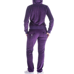 Survêtement en velours à capuche avec poches avant Sweat à capuche à fermeture éclair Pantalon en velours de haute qualité Prix bon marché Fournisseurs personnalisés et ensemble de joggers - Product Image 2