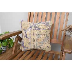 14x14 Beige lana Patchwork Kantha almohada Vintage bordado Floral impreso cojín para sofá hogar decorativo tejido cuadrado - Product Image 1