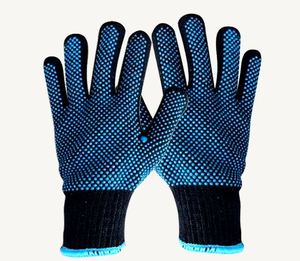 Gants en coton bleu marine Offre Spéciale à pois en PVC bleu sans couture tricotés à la machine pour un usage quotidien - Product Image 1