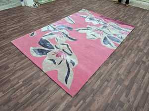 Alfombra de área contemporánea oriental copetuda a mano de lana de 8x10 pies personalizable, nuevas opciones de tamaño disponibles, Alfombra de diseño circular abstracto - Product Image 4