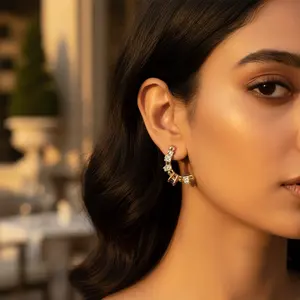 Pendientes de Oro de 14K con Rubí y Diamantes, Joyería de Lujo con Forma de Gota de Agua para Mujer, para Compromiso - Product Image 3