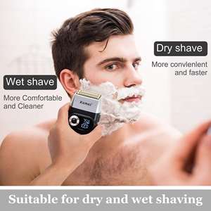 Afeitadora Eléctrica Recargable Inalámbrica para Hombre, Maquinilla de Afeitar con Lámina Doble Resistente al Agua IPX7, Lavable, para Uso Facial, Repuesto de Cuchillas - Product Image 2