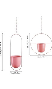 Maceta Colgante Moderna de Metal Rosa para Decoración Elegante de Interiores con Plantas Verdes y Exhibición Vertical de Plantas desde India - Product Image 3