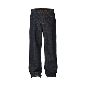 กางเกงทรงตรงสำหรับผู้หญิงและผู้ชายกางเกงทรงตรงสีน้ำเงินเข้มย้อนยุคแนวสตรีทใหม่สำหรับฤดูใบไม้ผลิ - Product Image 1