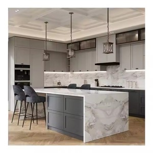 Gabinetes de cocina modernos con coctelera blanca, muebles de casa inteligente personalizados con laca de fácil montaje, comedor para constructores - Product Image 1