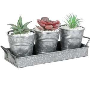 Maceta de Metal galvanizado de granja ecléctica contemporánea, decoración de jardín hecha a mano, uso al aire libre, opción para colgar en el suelo disponible - Product Image 5