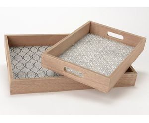 Bandeja rectangular de madera con diseño personalizado, acabado natural, tamaño estándar para el hogar y la boda, bandeja para servir comida hecha a mano - Product Image 2