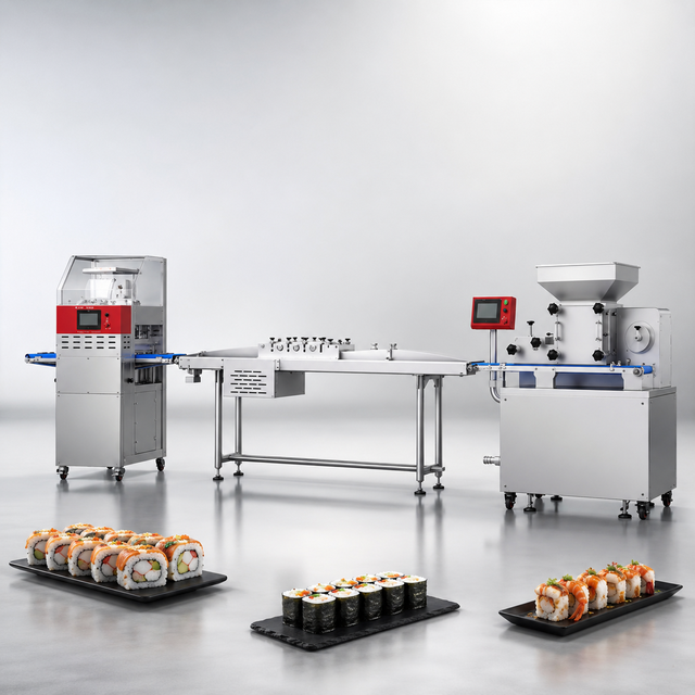Plc Controller Automatic Sushi Making Machine Production Line for Sushi Roll Onigiri Sushi Rice Voltage Customizable