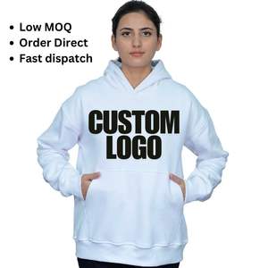 Sudaderas con capucha de gran tamaño de algodón para mujer blancas con logotipo personalizado 400 GSM MOQ bajo Precio competitivo RTS Listo para enviar Bordado de serigrafía - Product Image 1