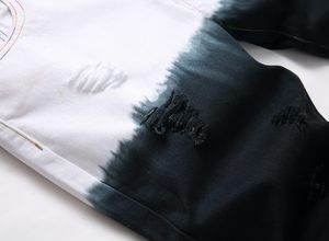 Short d'été en jean imprimé taille haute pour hommes coupe régulière avec bouton fermeture à glissière jean en coton délavé foncé - Product Image 5