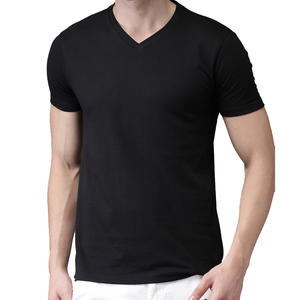 Unisex Lightweight <b>T</b>-<b>Shirt</b> Womens Comfortable Daily Fit Soft Knitted Fabric Breathable <b>V</b>-<b>Neck</b> Plain Crew Style Casual - Product Image 1