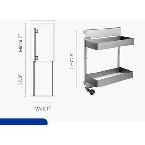 Cassetti Estraibili Universali HIGOLD in Alluminio con Rivestimento Nano, Capacità di Carico MAX 30KG per Armadi Stretti da 200MM-250MM - Product Image 3