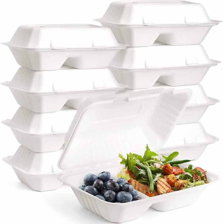 Biodegradable Disposable Cornstarch to Go Lunch Box Plastic Clamshell ...