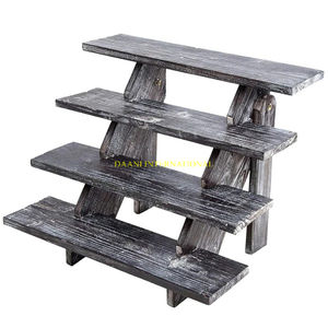 Étagère en bois à 3 niveaux avec cadre en métal noir Présentoir de boulangerie rustique Organisateur pour table de mariage et de fête - Product Image 3