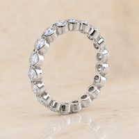 Bague de mariage personnalisée en or blanc 14 carats avec diamant de laboratoire 3/4 éternité, à griffe unique, pour empilage, vente en gros de bijoux