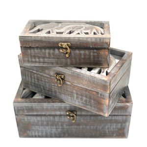 Ensemble de 3 boîtes à bijoux forme carrée Bijus boîte à bibelots meilleure qualité différentes tailles en bois pour pierres précieuses et placement de pierres - Product Image 1