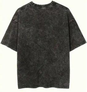 Acid Wash Oversized T Shirt 100% Cotton Vintage Washed Tee Blank Streetwear O Neck Short Sleeve for Men Acid Washed Shirts - Product Image 2