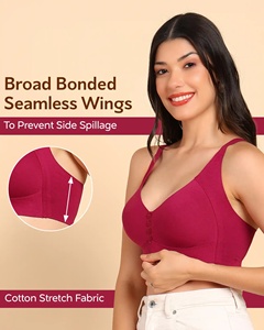 Tweens Invisi-Fit M-Frame Coton non rembourré sans couture minimiseur quotidien (TW-SB-9303) Couleur du vin Support sans fil solide - Product Image 5