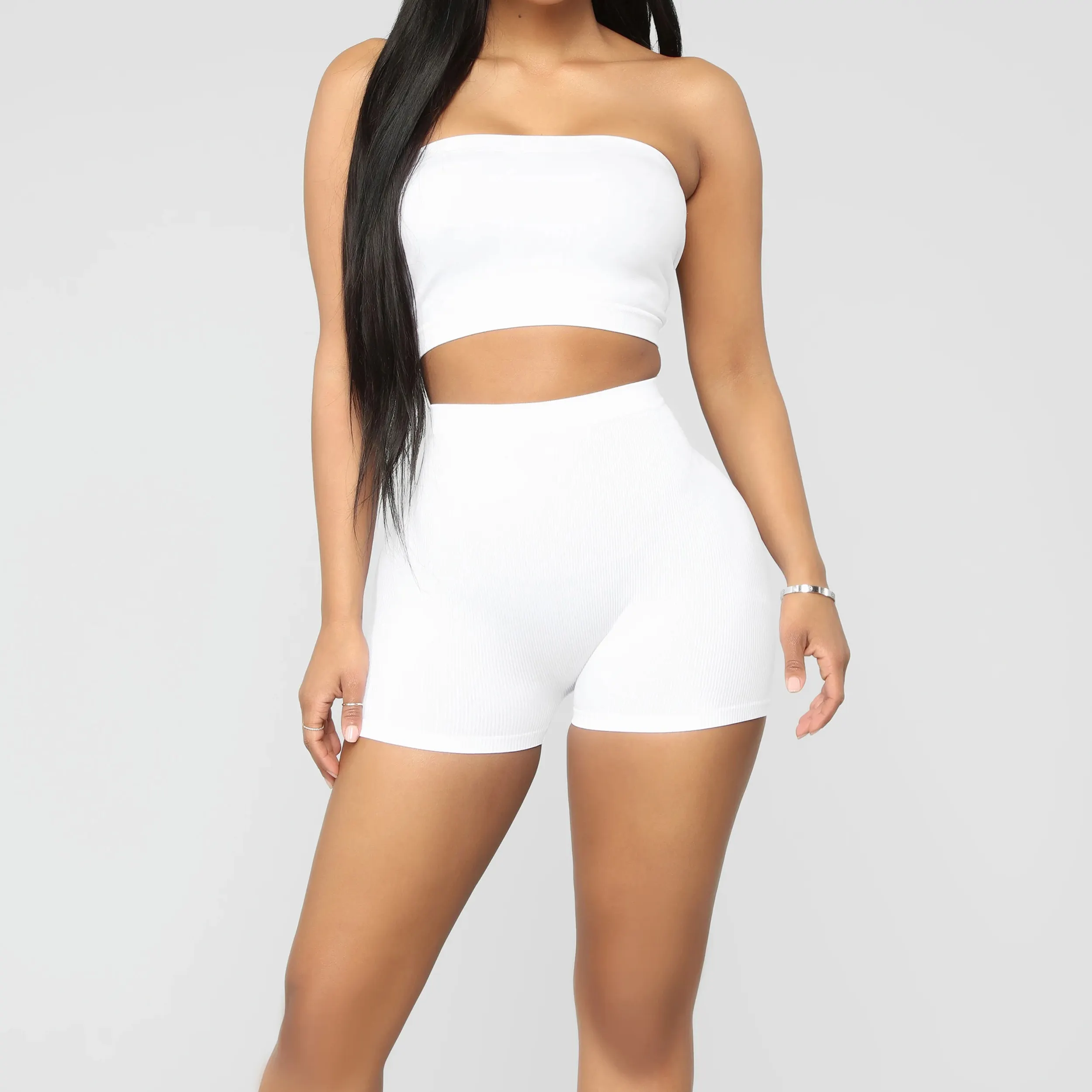 Athletic Apparel Manufacturers Wholesale Custom Plus Size Women Nylon Spandex Cotton Black White Girls High Waisted Biker Shorts