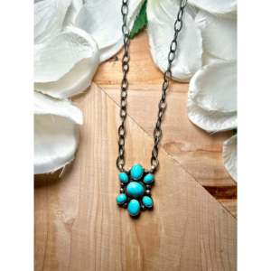 Kingman Turquoise & Sterling Silver Necklace Navajo-<b>Crafted</b> Cultural Collectible Jewelry One-of-a-Kind Piece - Product Image 1