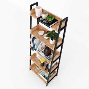 CASAN 60x36x160cm KS68093 Trapezoid 5-Tier Shelf Rubber Wood Standing Type for Living Room Storage-Bags Tools - Product Image 3